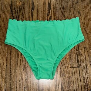Green Scalloped Women’s Bikini Panty Briefs Swimsuit Bottoms Only Size Large